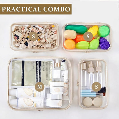 4 pcs Clear Zipper Pouches,Hard Shell Zipper Case,Toiletry Bag for Travel