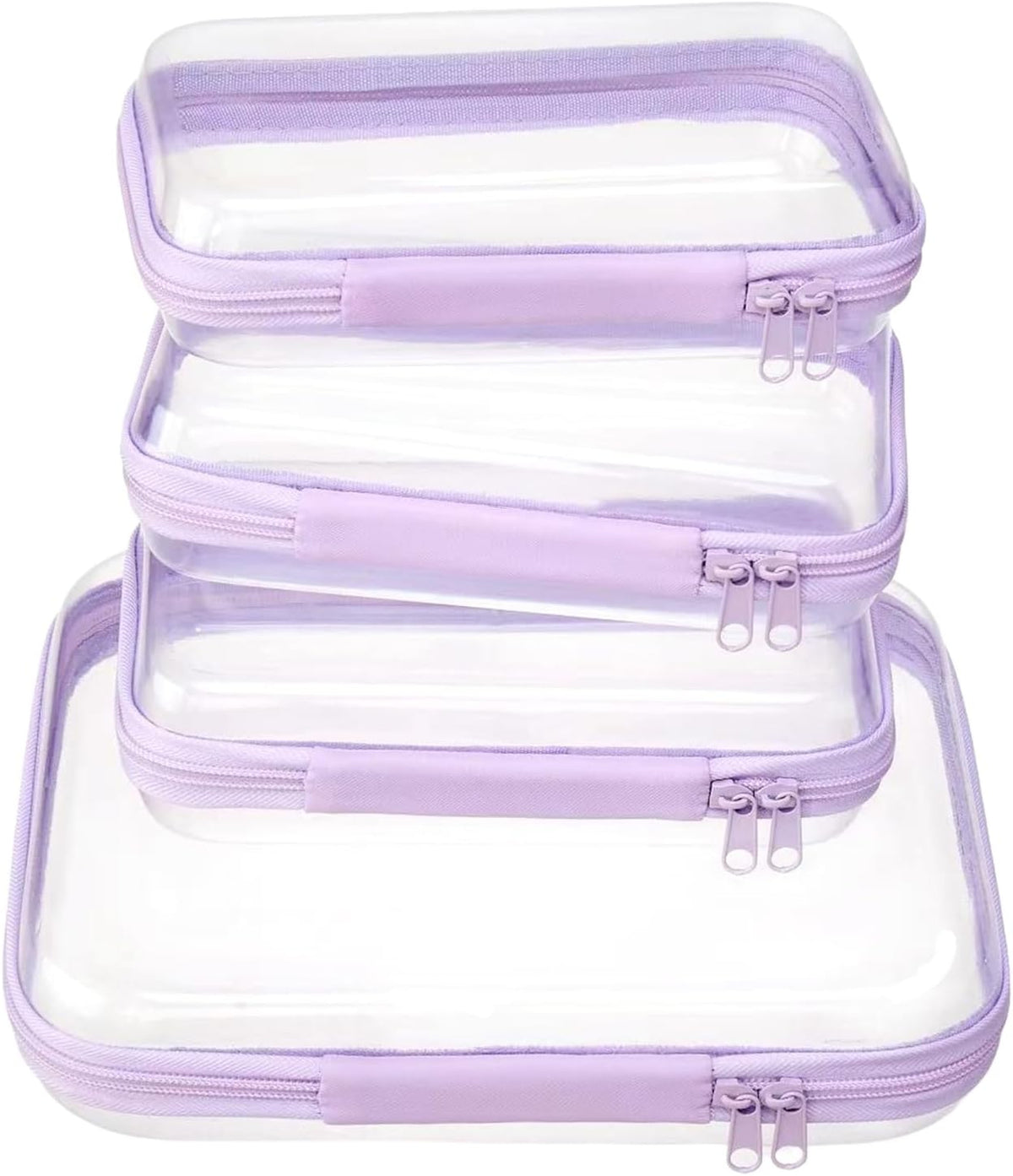 4 pcs Clear Zipper Pouches,Hard Shell Zipper Case,Toiletry Bag for Travel