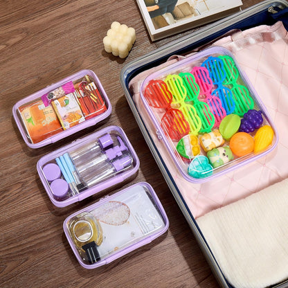 4 pcs Clear Zipper Pouches,Hard Shell Zipper Case,Toiletry Bag for Travel