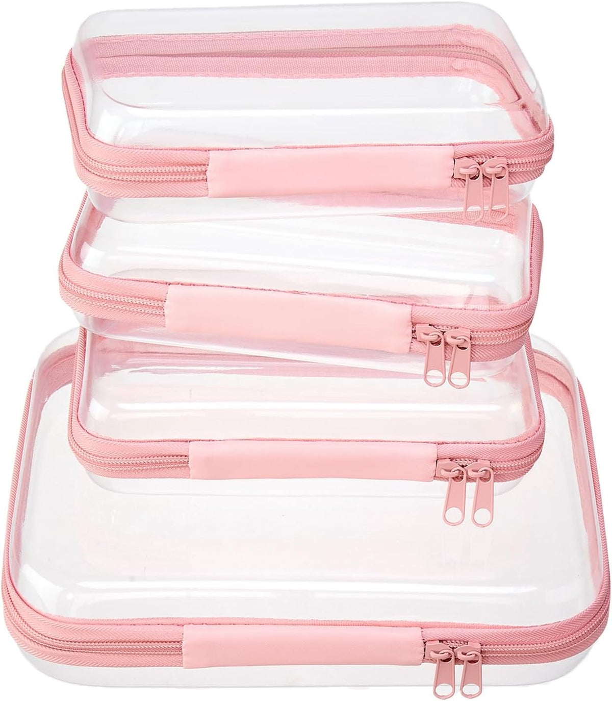 4 pcs Clear Zipper Pouches,Hard Shell Zipper Case,Toiletry Bag for Travel