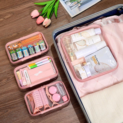 4 pcs Clear Zipper Pouches,Hard Shell Zipper Case,Toiletry Bag for Travel