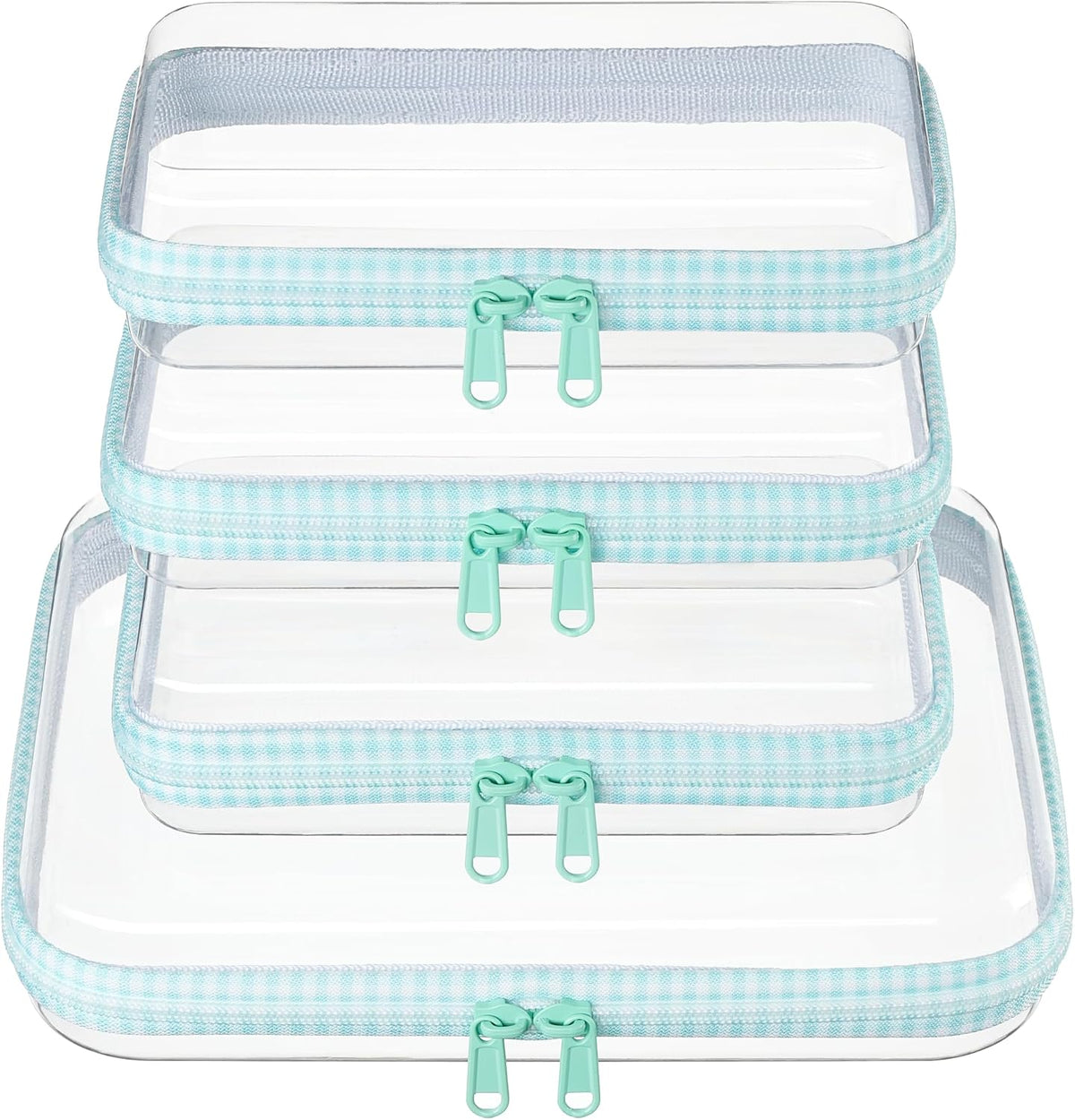 4 pcs Clear Zipper Pouches,Hard Shell Zipper Case,Toiletry Bag for Travel