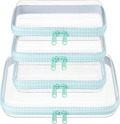 4 pcs Clear Zipper Pouches,Hard Shell Zipper Case,Toiletry Bag for Travel