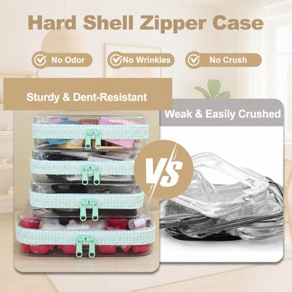 4 pcs Clear Zipper Pouches,Hard Shell Zipper Case,Toiletry Bag for Travel