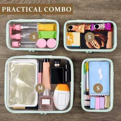 4 pcs Clear Zipper Pouches,Hard Shell Zipper Case,Toiletry Bag for Travel