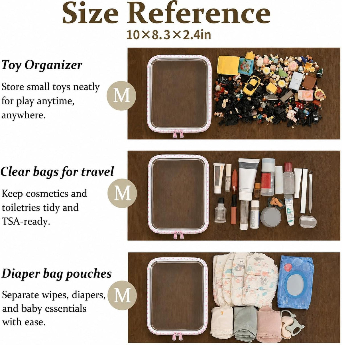 4 pcs Clear Zipper Pouches,Hard Shell Zipper Case,Toiletry Bag for Travel