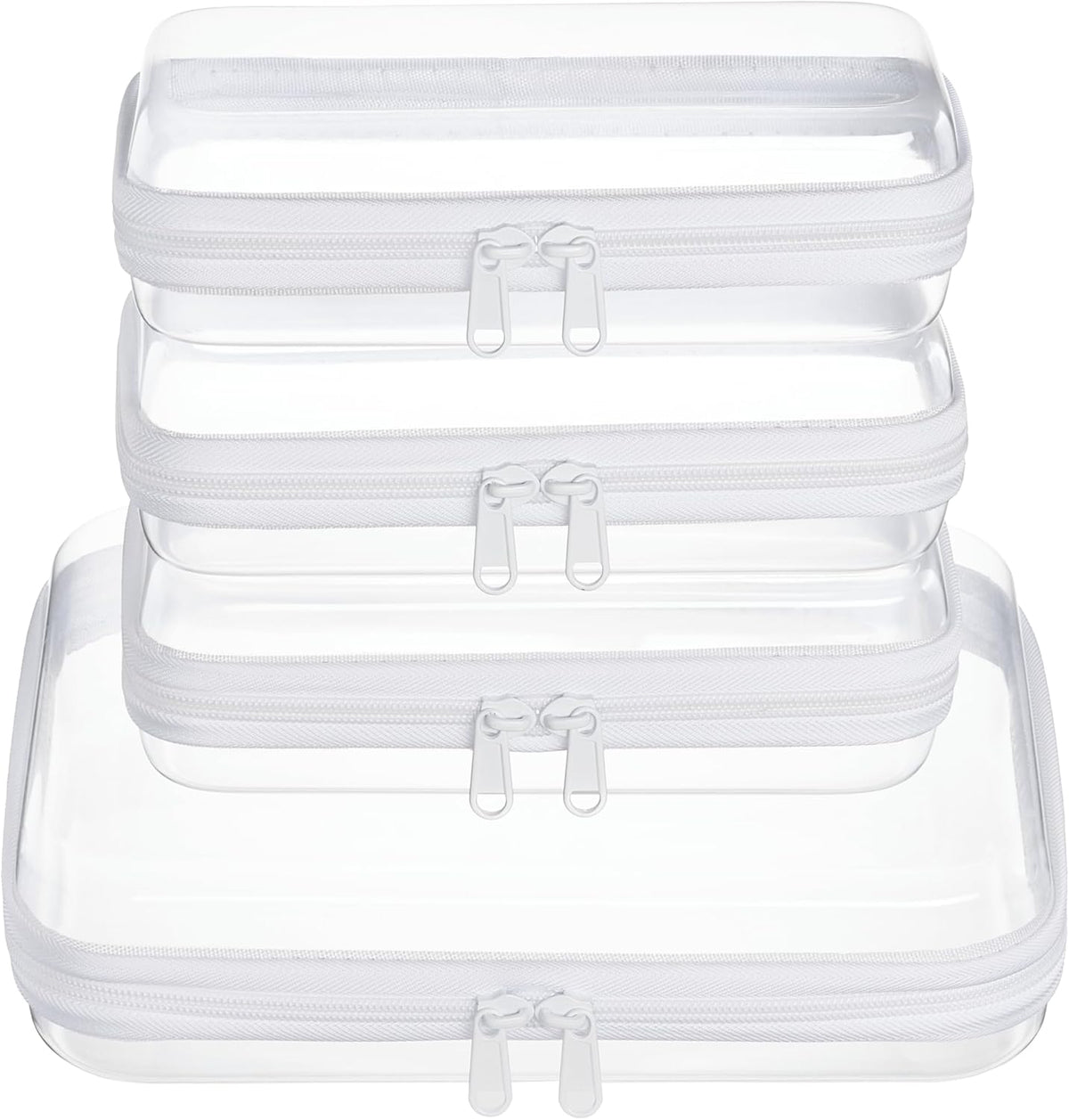 4 pcs Clear Zipper Pouches,Hard Shell Zipper Case,Toiletry Bag for Travel