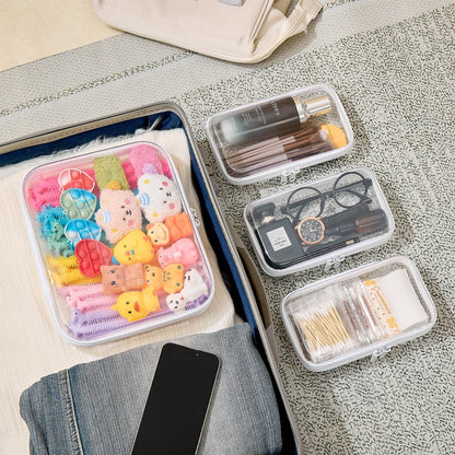 4 pcs Clear Zipper Pouches,Hard Shell Zipper Case,Toiletry Bag for Travel