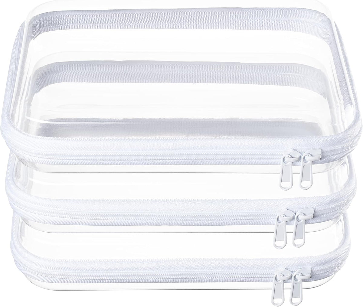 4 pcs Clear Zipper Pouches,Hard Shell Zipper Case,Toiletry Bag for Travel
