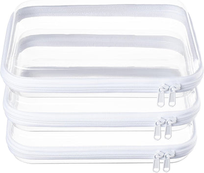 4 pcs Clear Zipper Pouches,Hard Shell Zipper Case,Toiletry Bag for Travel