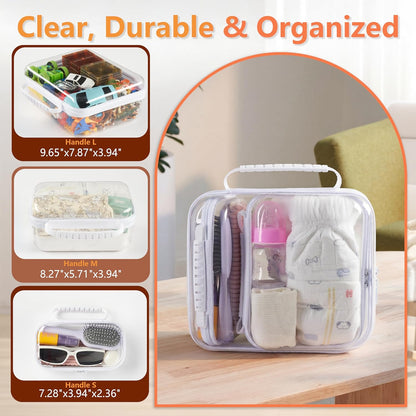 4 pcs Clear Zipper Pouches,Hard Shell Zipper Case,Toiletry Bag for Travel