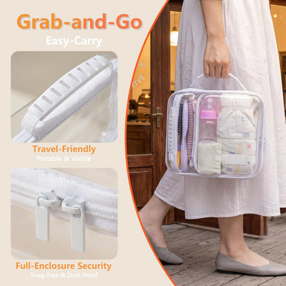 4 pcs Clear Zipper Pouches,Hard Shell Zipper Case,Toiletry Bag for Travel