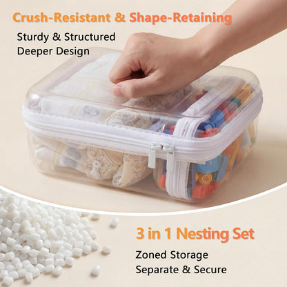 4 pcs Clear Zipper Pouches,Hard Shell Zipper Case,Toiletry Bag for Travel