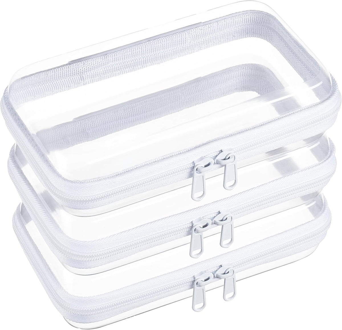 4 pcs Clear Zipper Pouches,Hard Shell Zipper Case,Toiletry Bag for Travel