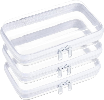 4 pcs Clear Zipper Pouches,Hard Shell Zipper Case,Toiletry Bag for Travel