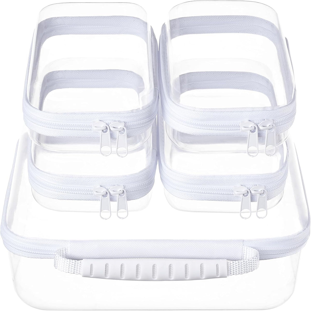 4 pcs Clear Zipper Pouches,Hard Shell Zipper Case,Toiletry Bag for Travel