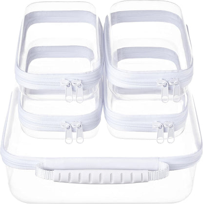 4 pcs Clear Zipper Pouches,Hard Shell Zipper Case,Toiletry Bag for Travel