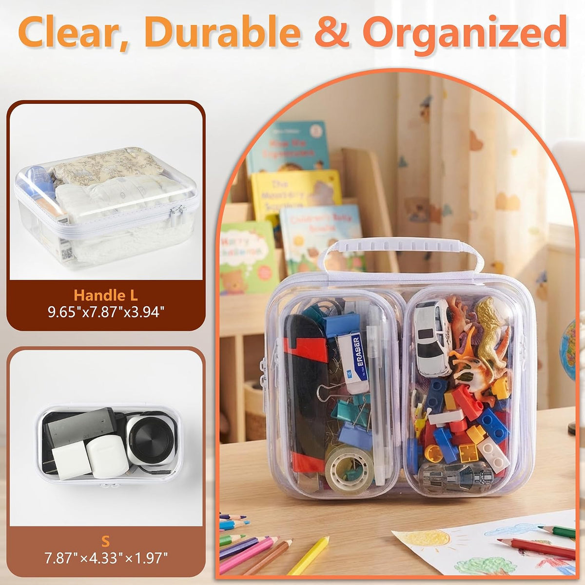 4 pcs Clear Zipper Pouches,Hard Shell Zipper Case,Toiletry Bag for Travel