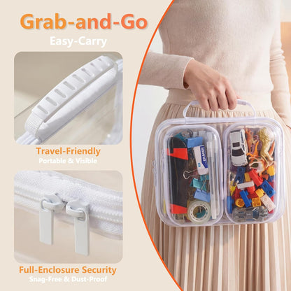 4 pcs Clear Zipper Pouches,Hard Shell Zipper Case,Toiletry Bag for Travel
