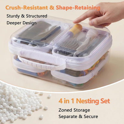 4 pcs Clear Zipper Pouches,Hard Shell Zipper Case,Toiletry Bag for Travel