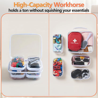 4 pcs Clear Zipper Pouches,Hard Shell Zipper Case,Toiletry Bag for Travel