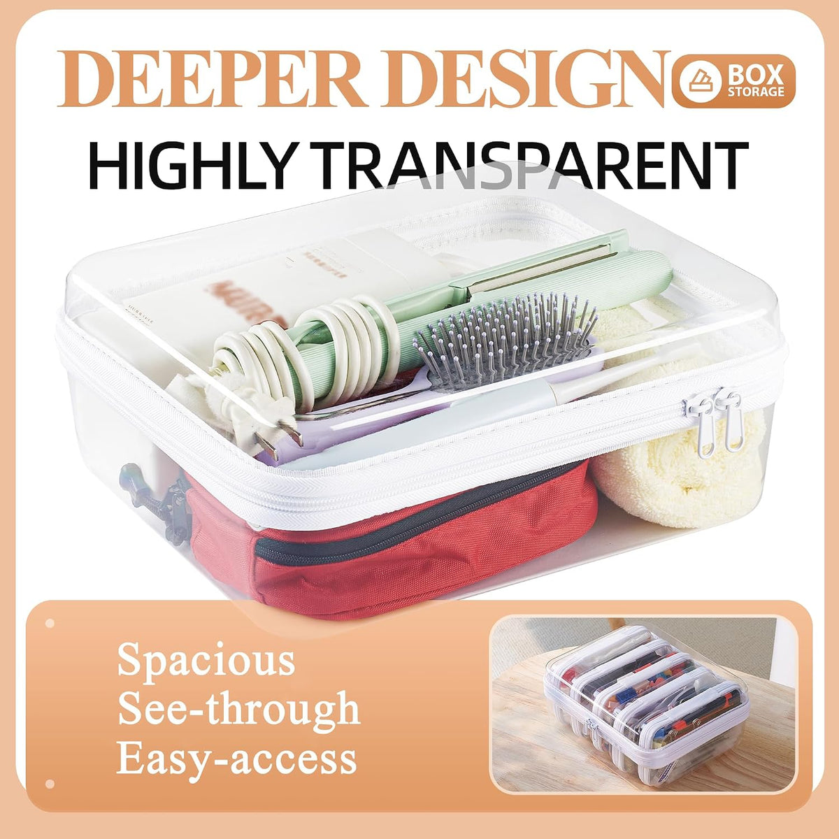 4 pcs Clear Zipper Pouches,Hard Shell Zipper Case,Toiletry Bag for Travel
