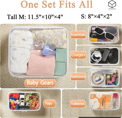 4 pcs Clear Zipper Pouches,Hard Shell Zipper Case,Toiletry Bag for Travel