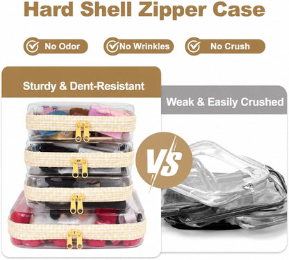 4 pcs Clear Zipper Pouches,Hard Shell Zipper Case,Toiletry Bag for Travel