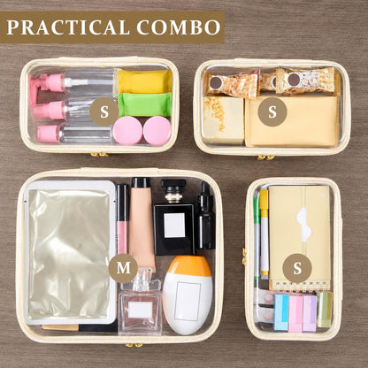 4 pcs Clear Zipper Pouches,Hard Shell Zipper Case,Toiletry Bag for Travel