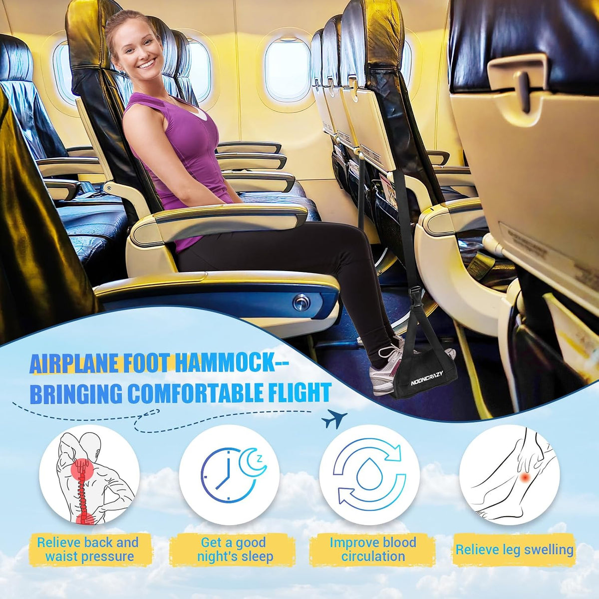 Airplane Foot Fammock, No Collapse Thickened Bamboo Plane Foot Rest Travel