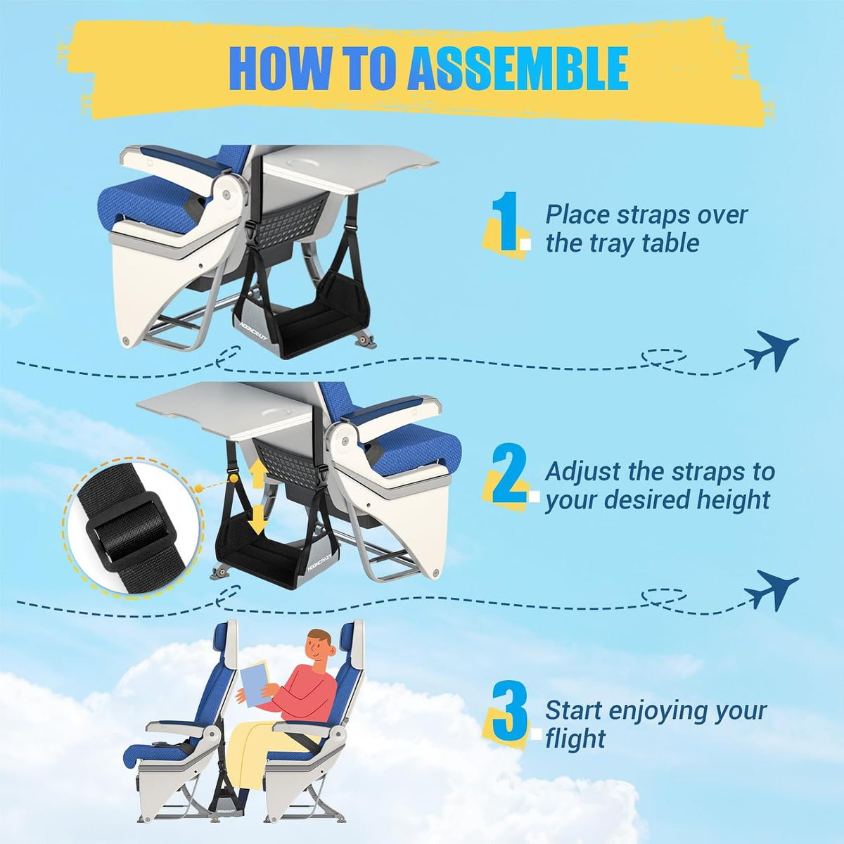Airplane Foot Fammock, No Collapse Thickened Bamboo Plane Foot Rest Travel