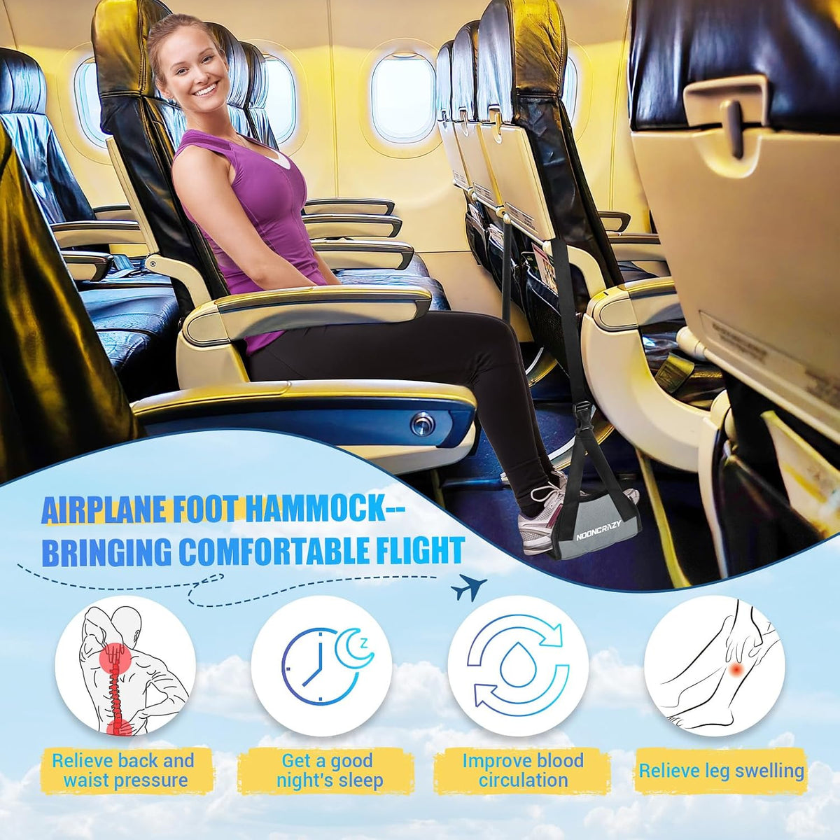 Airplane Foot Fammock, No Collapse Thickened Bamboo Plane Foot Rest Travel