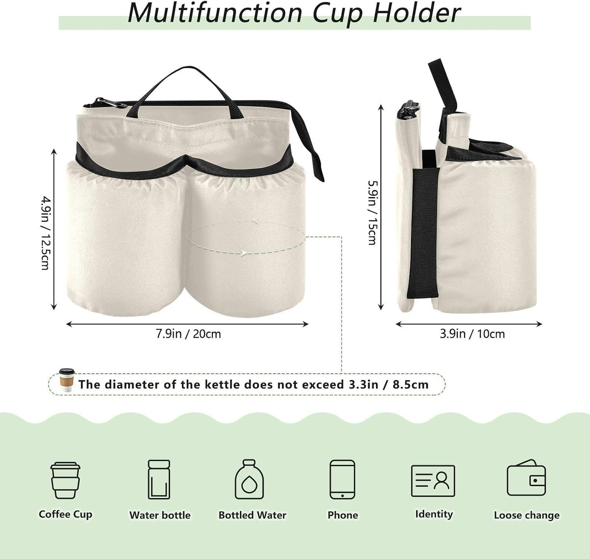 Navy Blue Travel Luggage Cup Holder for Suitcase Free Hands Travel Drink Bag for Coffee Mugs Bottles