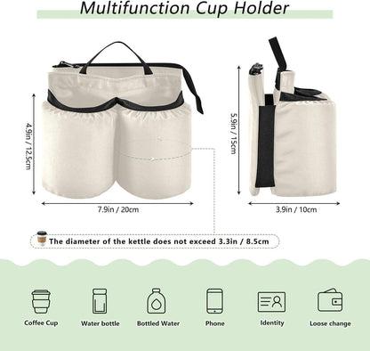 Navy Blue Travel Luggage Cup Holder for Suitcase Free Hands Travel Drink Bag for Coffee Mugs Bottles