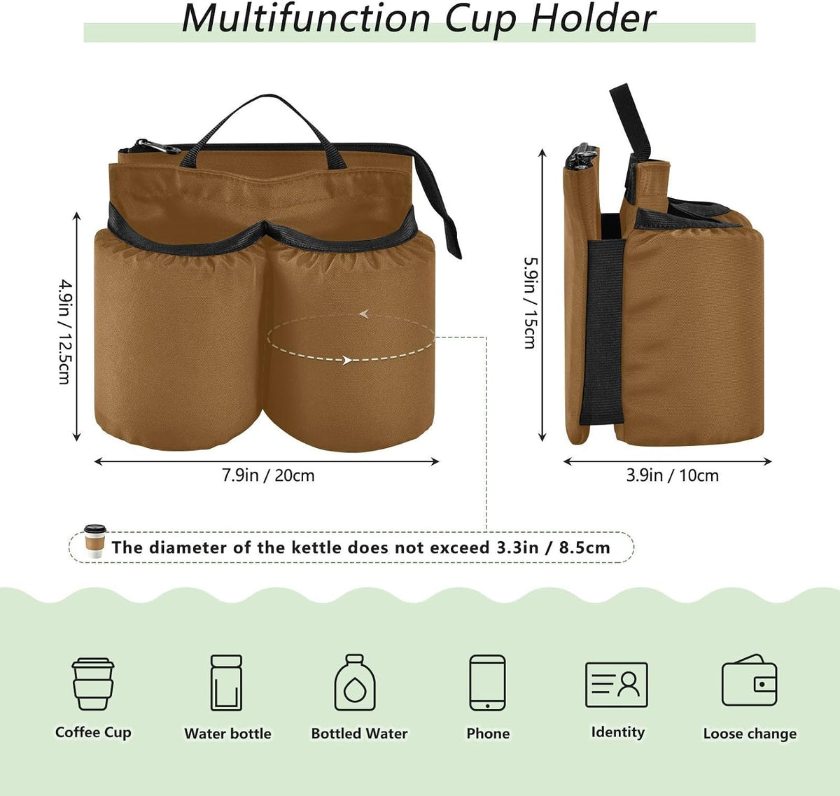 Navy Blue Travel Luggage Cup Holder for Suitcase Free Hands Travel Drink Bag for Coffee Mugs Bottles