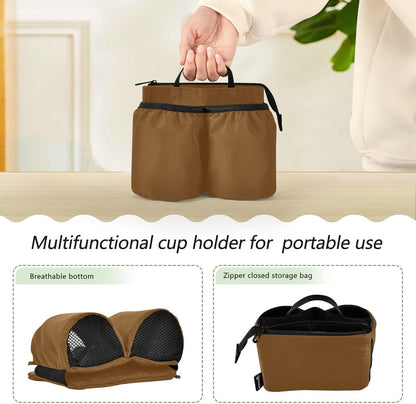 Navy Blue Travel Luggage Cup Holder for Suitcase Free Hands Travel Drink Bag for Coffee Mugs Bottles