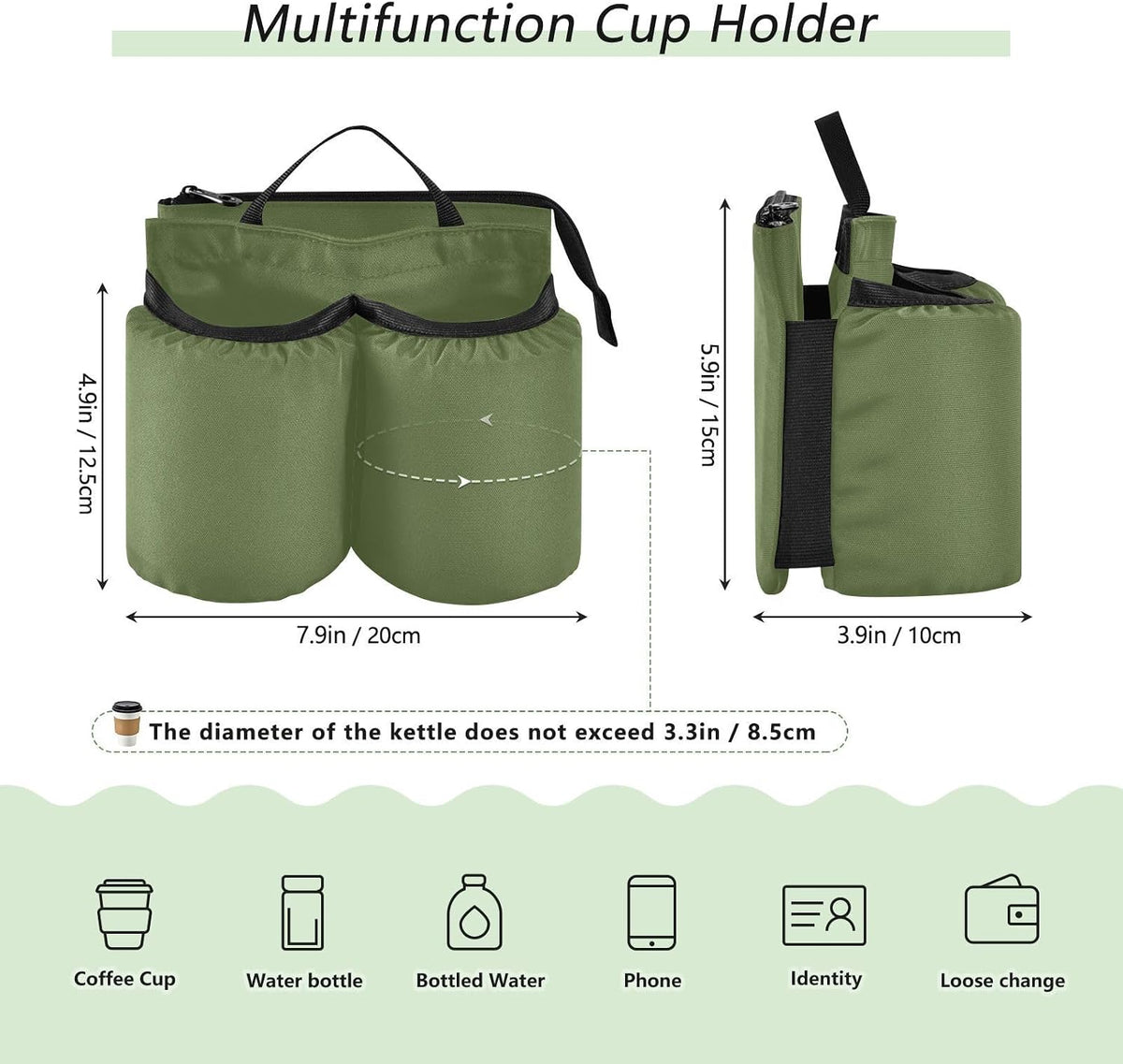 Navy Blue Travel Luggage Cup Holder for Suitcase Free Hands Travel Drink Bag for Coffee Mugs Bottles
