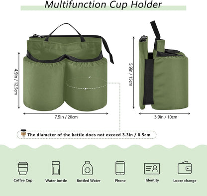 Navy Blue Travel Luggage Cup Holder for Suitcase Free Hands Travel Drink Bag for Coffee Mugs Bottles