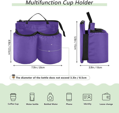 Navy Blue Travel Luggage Cup Holder for Suitcase Free Hands Travel Drink Bag for Coffee Mugs Bottles