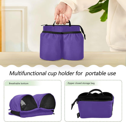 Navy Blue Travel Luggage Cup Holder for Suitcase Free Hands Travel Drink Bag for Coffee Mugs Bottles