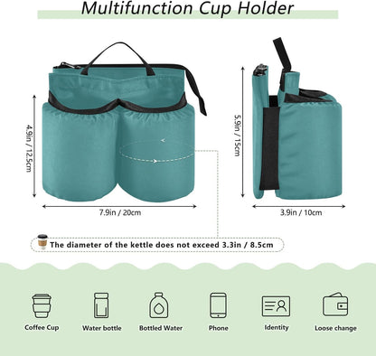 Navy Blue Travel Luggage Cup Holder for Suitcase Free Hands Travel Drink Bag for Coffee Mugs Bottles