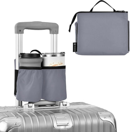 Navy Blue Travel Luggage Cup Holder for Suitcase Free Hands Travel Drink Bag for Coffee Mugs Bottles