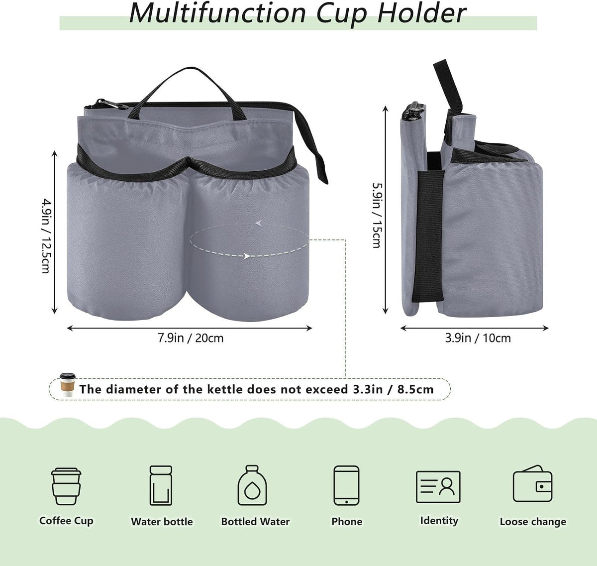 Navy Blue Travel Luggage Cup Holder for Suitcase Free Hands Travel Drink Bag for Coffee Mugs Bottles