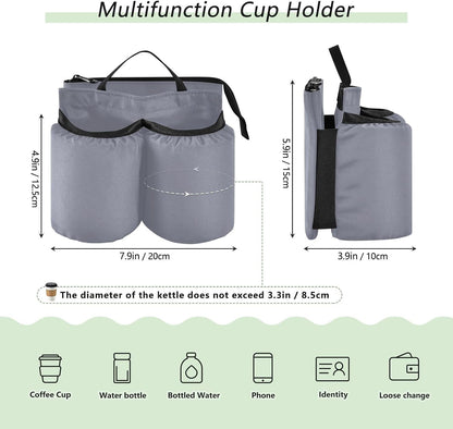 Navy Blue Travel Luggage Cup Holder for Suitcase Free Hands Travel Drink Bag for Coffee Mugs Bottles