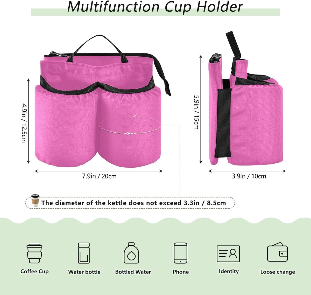 Navy Blue Travel Luggage Cup Holder for Suitcase Free Hands Travel Drink Bag for Coffee Mugs Bottles