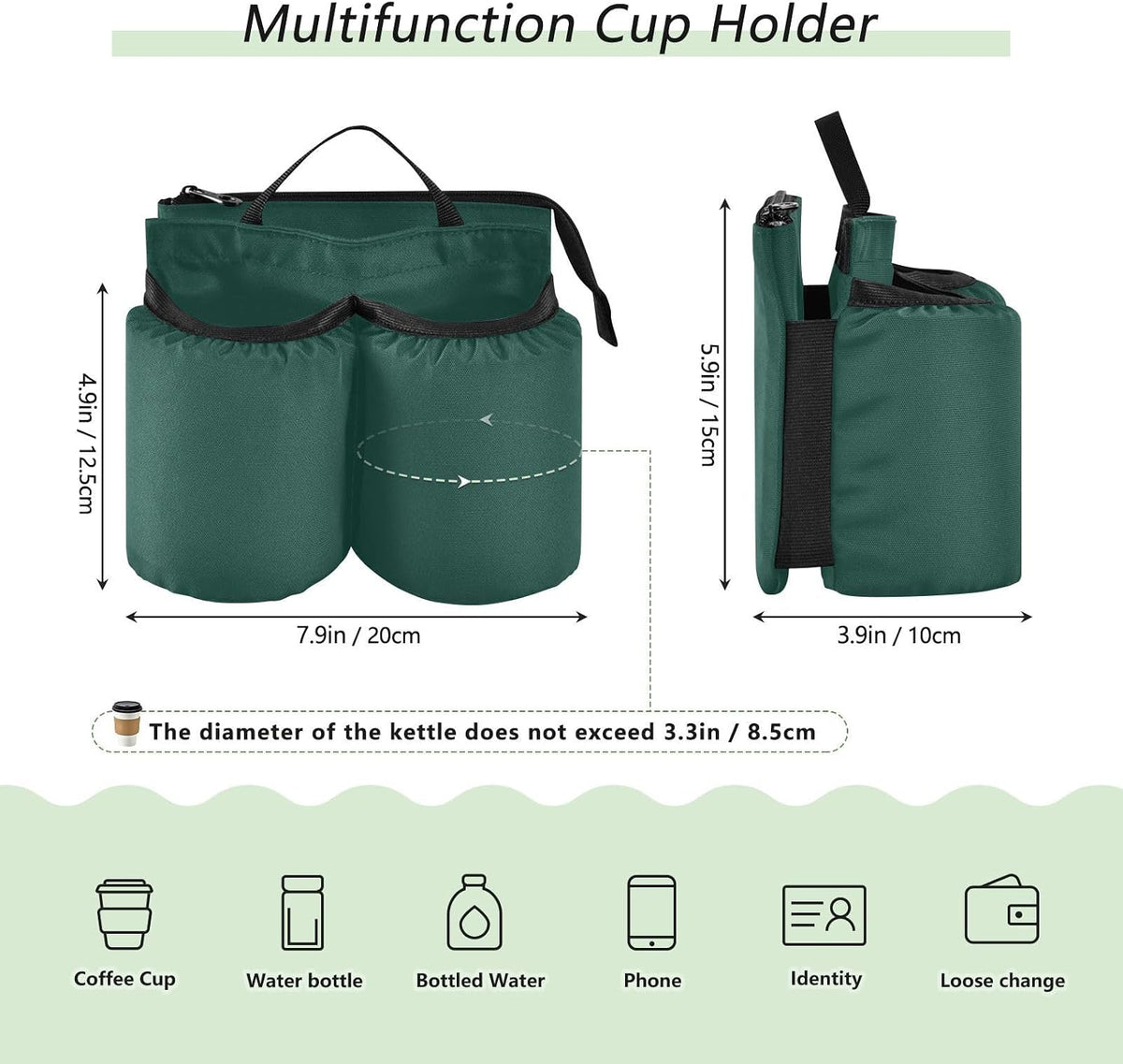 Navy Blue Travel Luggage Cup Holder for Suitcase Free Hands Travel Drink Bag for Coffee Mugs Bottles