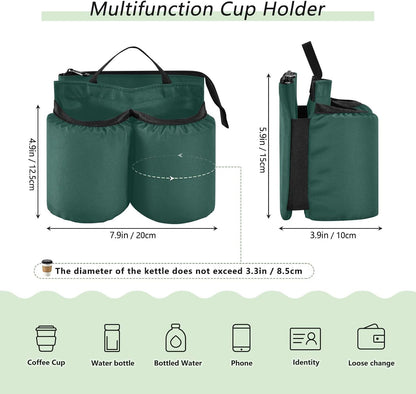 Navy Blue Travel Luggage Cup Holder for Suitcase Free Hands Travel Drink Bag for Coffee Mugs Bottles