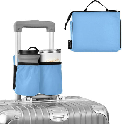 Navy Blue Travel Luggage Cup Holder for Suitcase Free Hands Travel Drink Bag for Coffee Mugs Bottles