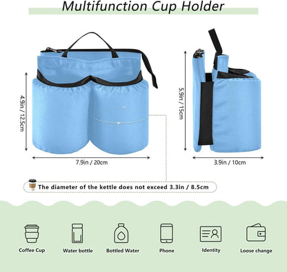 Navy Blue Travel Luggage Cup Holder for Suitcase Free Hands Travel Drink Bag for Coffee Mugs Bottles