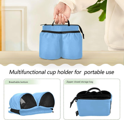 Navy Blue Travel Luggage Cup Holder for Suitcase Free Hands Travel Drink Bag for Coffee Mugs Bottles